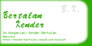 bertalan kender business card